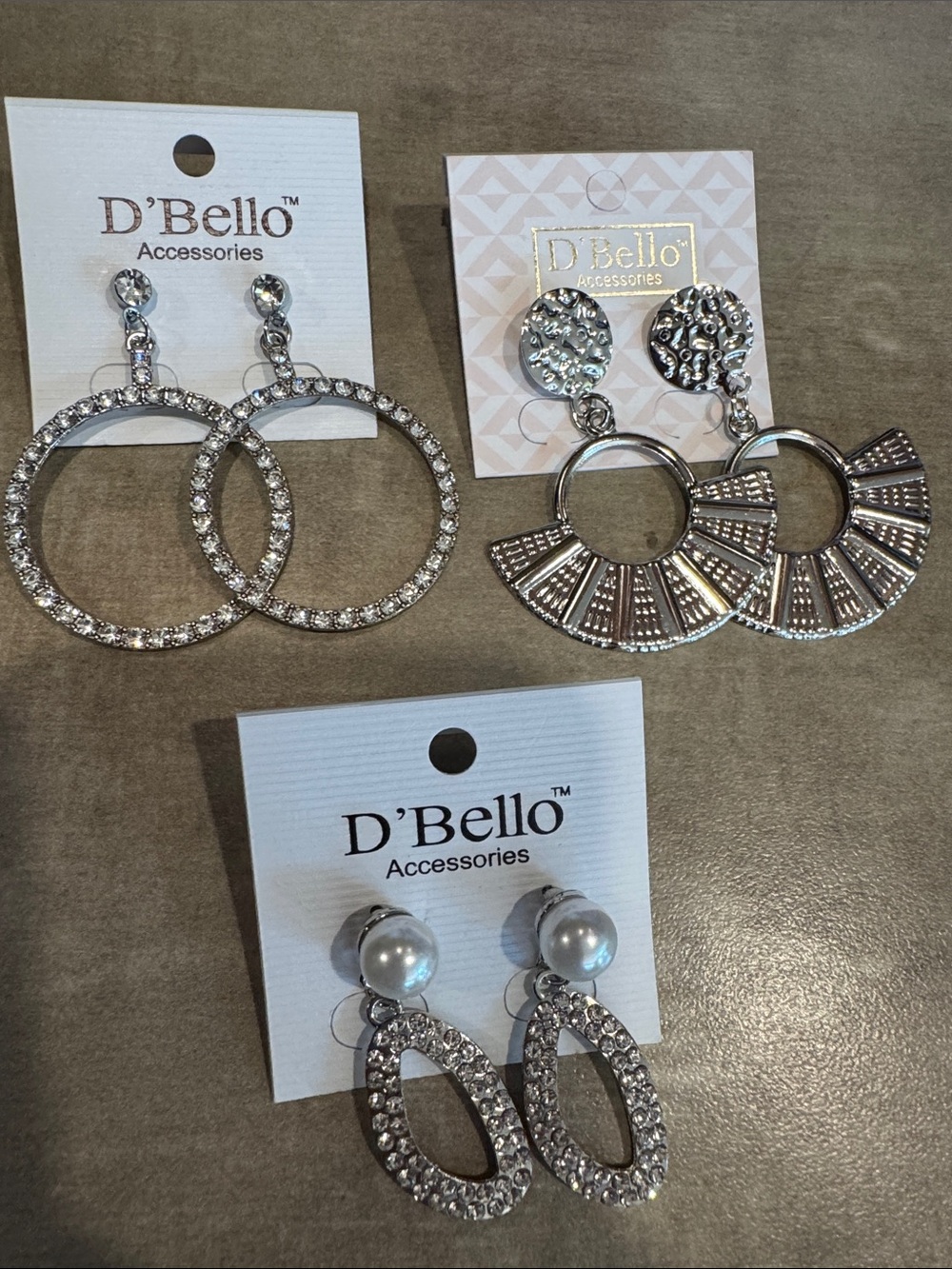 New D’Bello Silver Crystal Hoop Drop pierced Earrings - Silver rhinestones